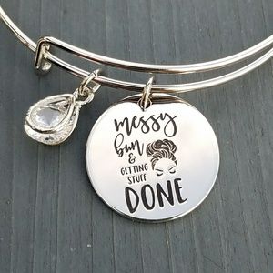 Messy bun and getting stuff done charm bracelet